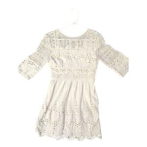 Talitha dress, 100% cotton, ivory,  3/4 sleeves, V back